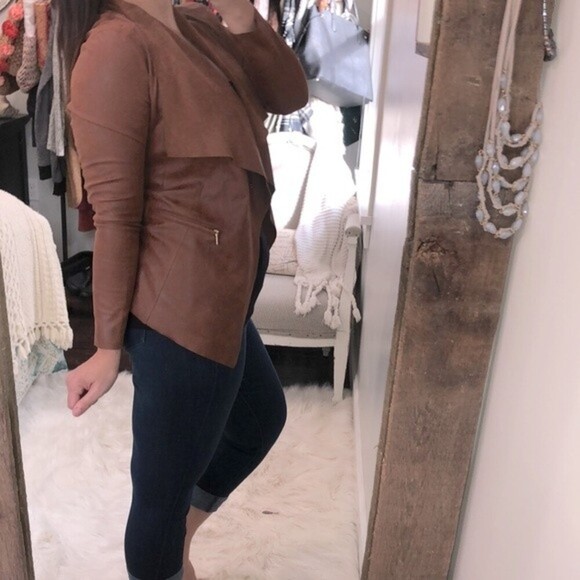 WORTHINGTON small camel brown faux suede jacket - Picture 3 of 6